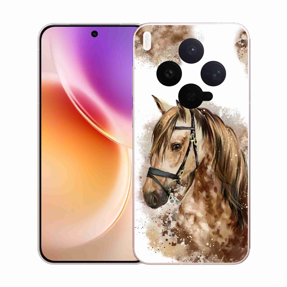 Zselés borító mmCase a Vivo X300-hoz - barna rajzfilm ló