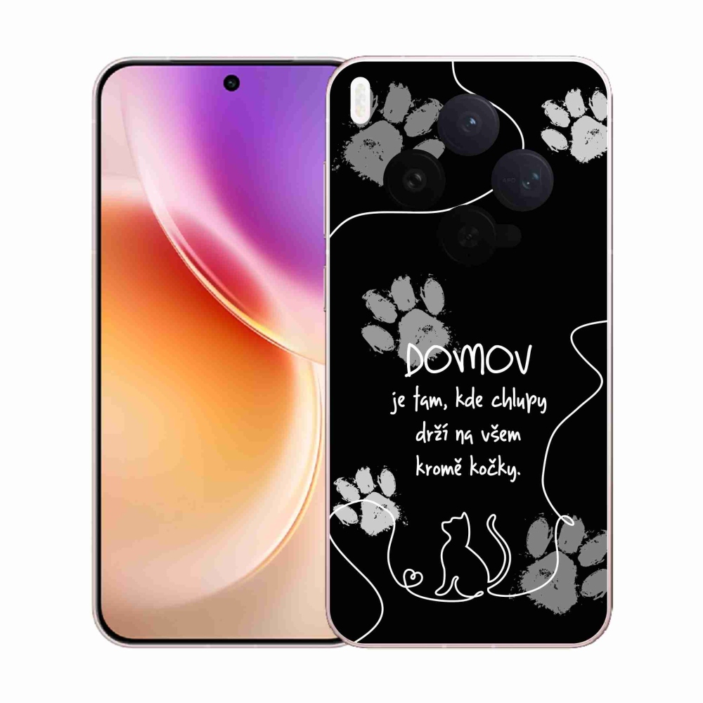 Gél borító mmCase a Vivo X300-hoz - macska motívum fekete háttérrel