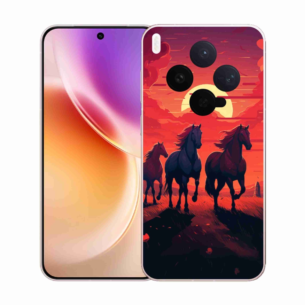 Zselés borítás mmCase a Vivo X300-hoz - lovak és naplemente