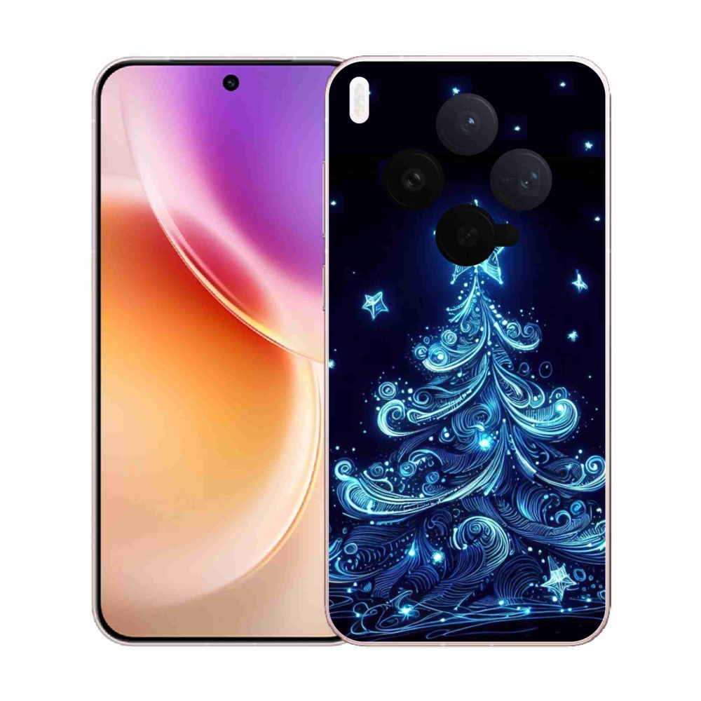 Zselés borítás mmCase a Vivo X300-hoz - neon karácsonyfa 4