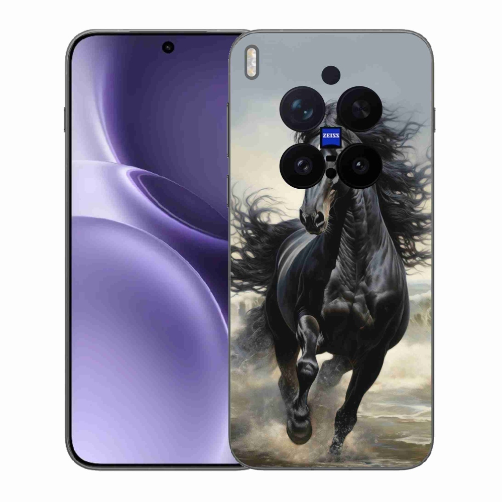 Zselés borítás mmCase a Vivo X300 Pro 5G-hez - futó fekete ló