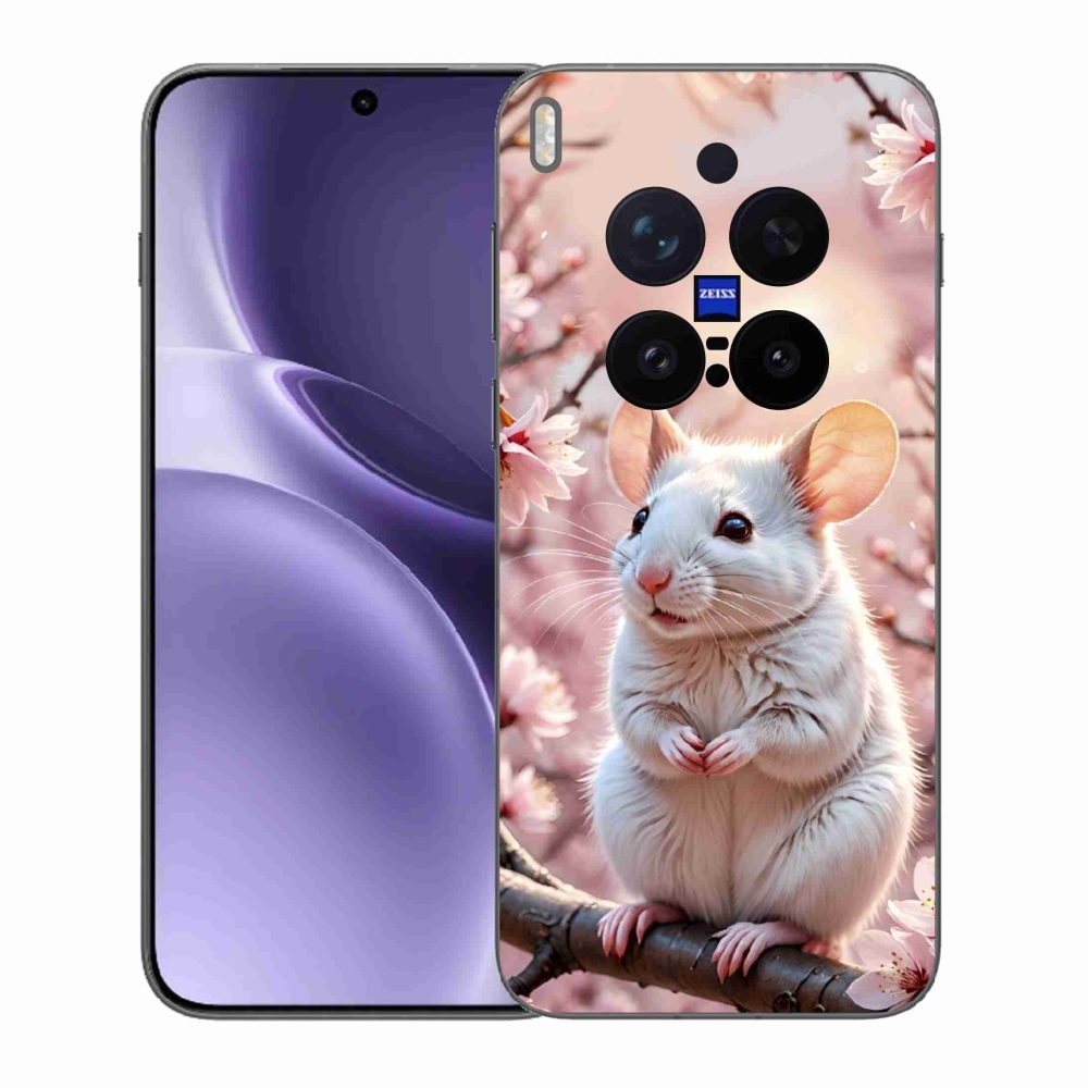 Zselés borítás mmCase a Vivo X300 Pro 5G-hez - fehér egér az ágon