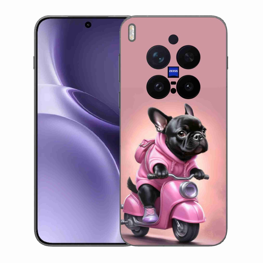 Zselés borítás mmCase a Vivo X300 Pro 5G-hez - Francia bulldog egy robogón
