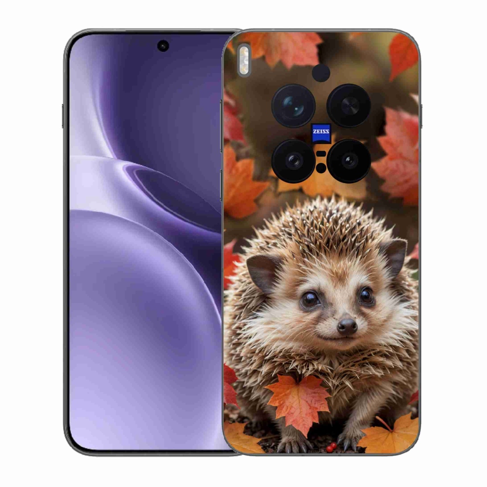 Zselés borítás mmCase a Vivo X300 Pro 5G-hez - sün a levelekben