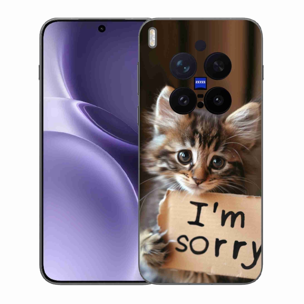 Zselés borítás mmCase a Vivo X300 Pro 5G készülékhez - macska bocsánatkérése