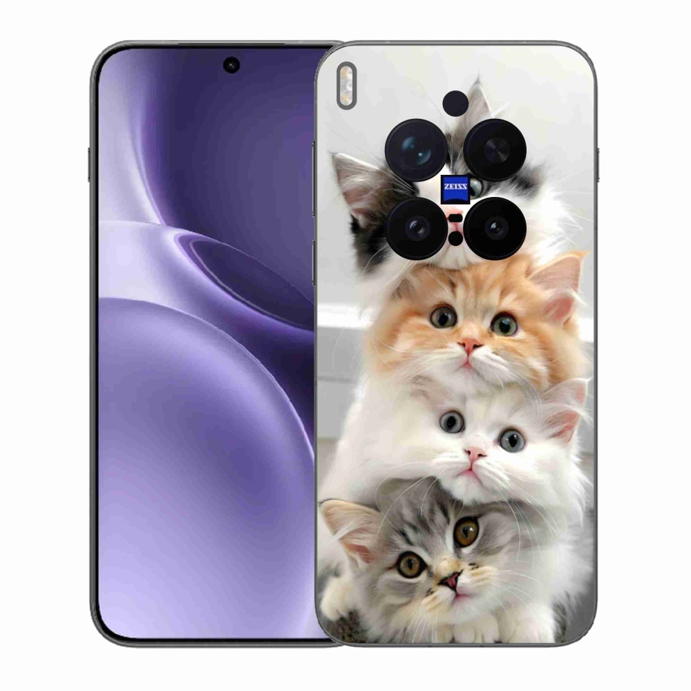 Zselés borítás mmCase a Vivo X300 Pro 5G készülékhez - macska csokorba csomagolva