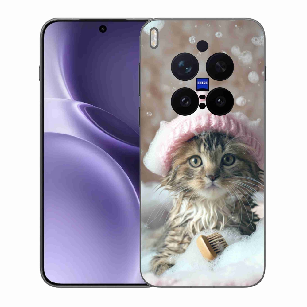 Zselés borítás mmCase a Vivo X300 Pro 5G-hez - cica és fürdő