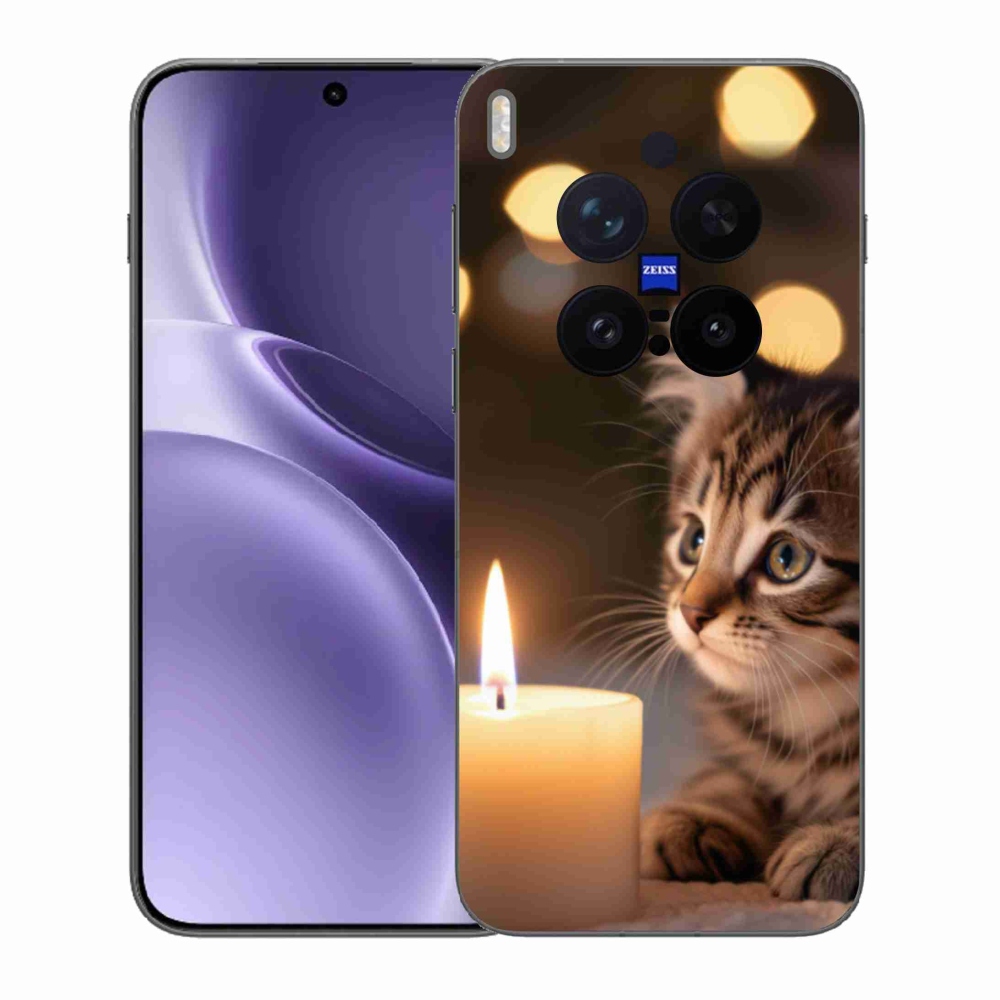 Zselés borítás mmCase a Vivo X300 Pro 5G készülékhez - cica és gyertya