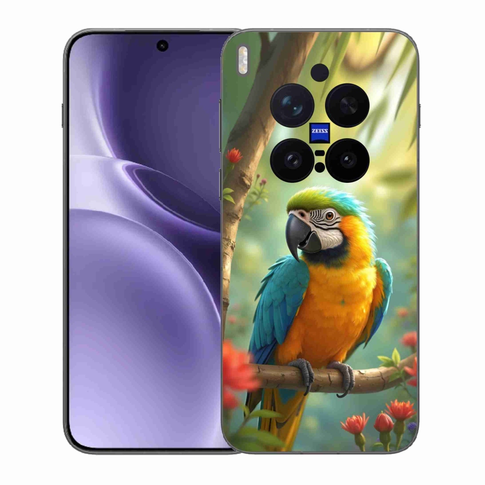 Zselés borítás mmCase a Vivo X300 Pro 5G készülékhez - papagáj ara kék és sárga