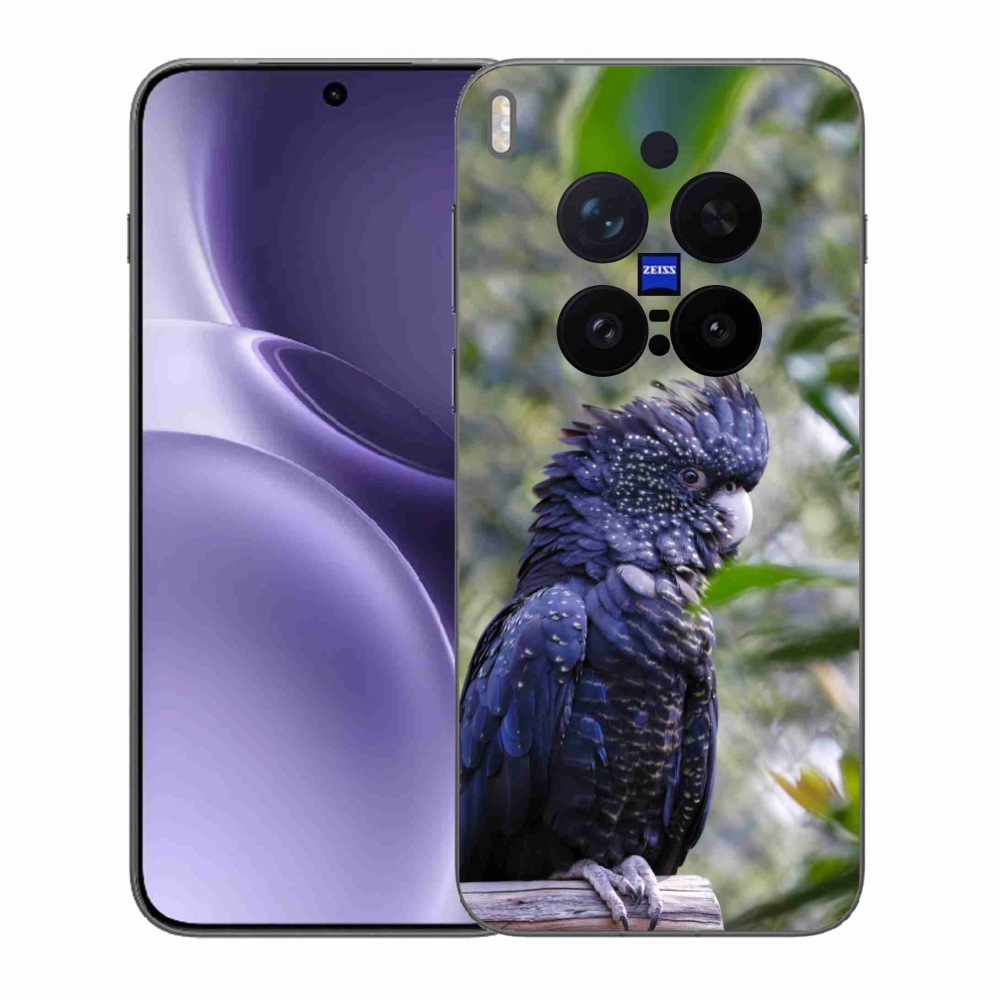 Zselés borítás mmCase a Vivo X300 Pro 5G készülékhez - papagáj kakadu fekete