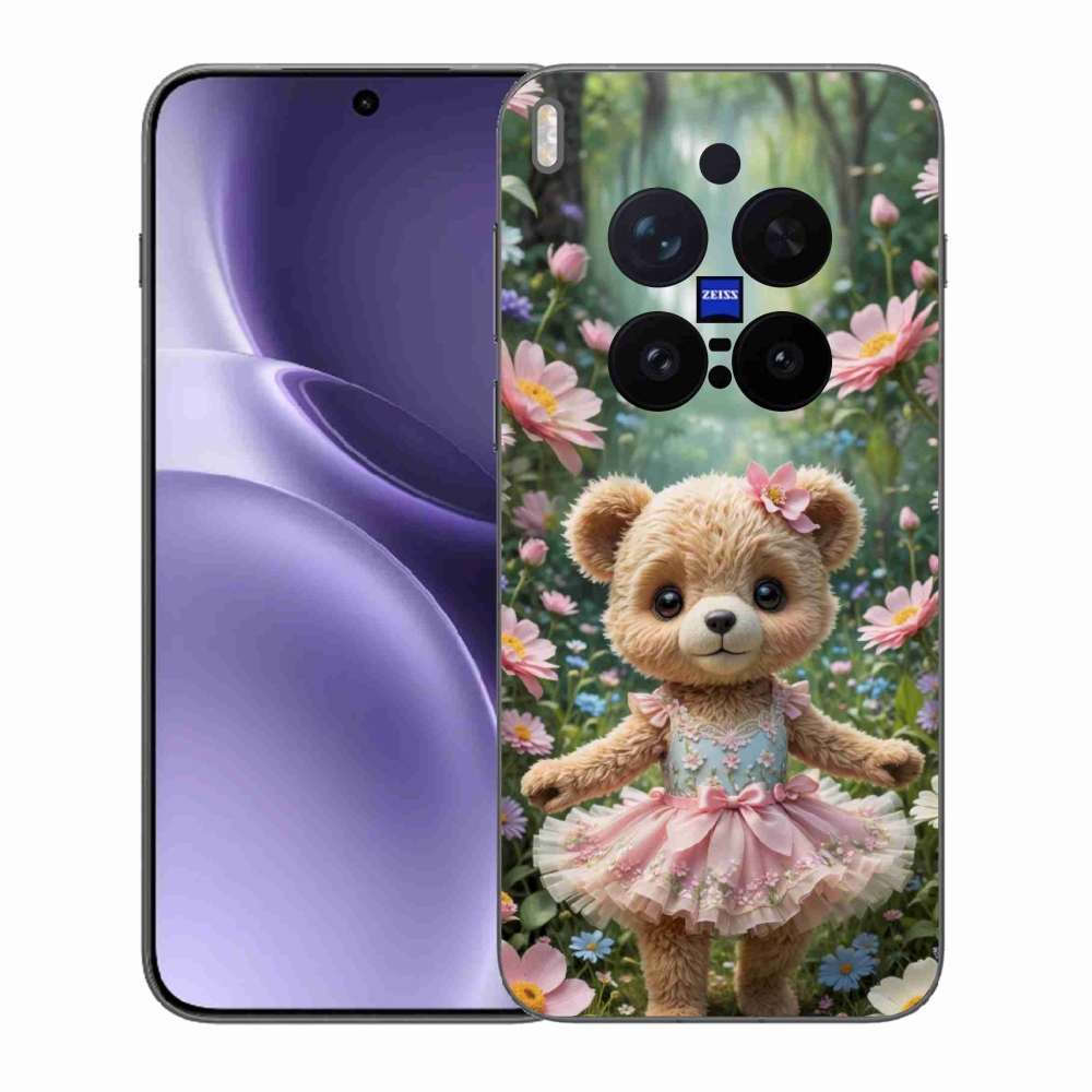Gél borítás mmCase a Vivo X300 Pro 5G-hez - aranyos mackó virágokkal