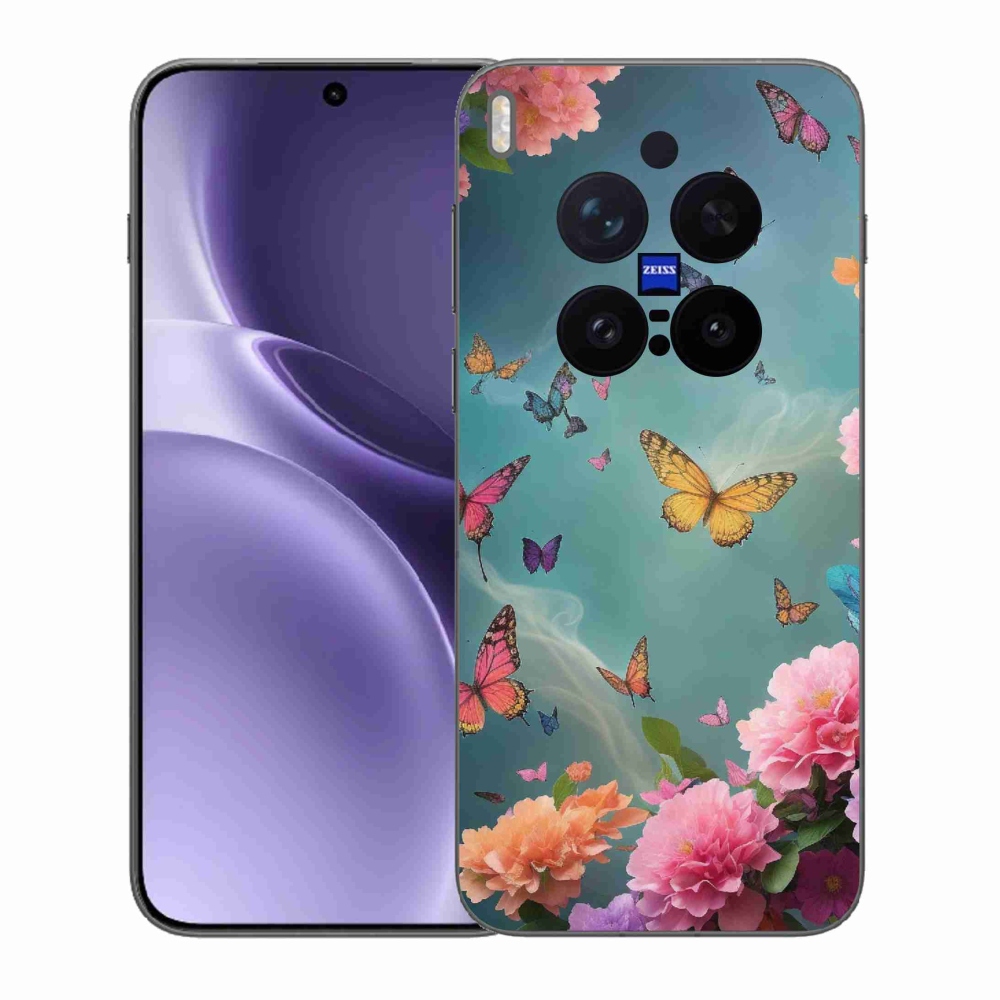 Gél borító mmCase a Vivo X300 Pro készülékhez - színes virágok és pillangók