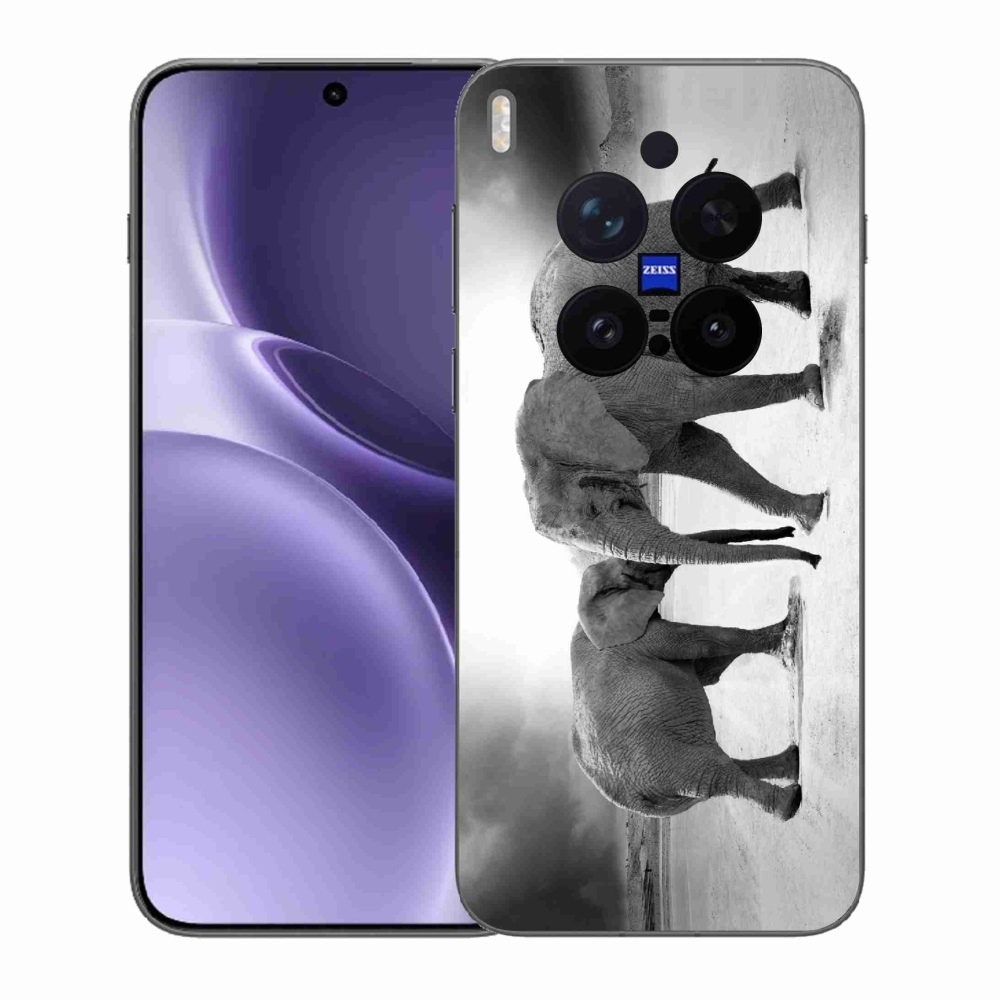 Gél borítás mmCase a Vivo X300 Pro készülékhez - fekete és fehér elefántok