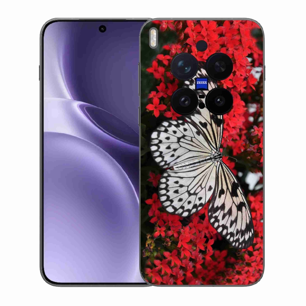 Zselés borítás mmCase a Vivo X300 Pro-hoz - fekete-fehér pillangó 1