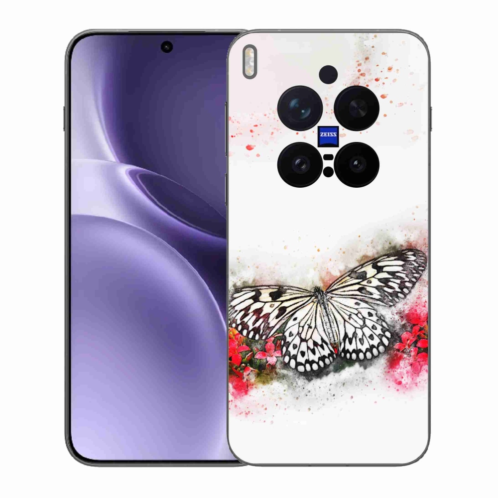 Zselés borítás mmCase a Vivo X300 Pro készülékhez - fekete-fehér pillangó