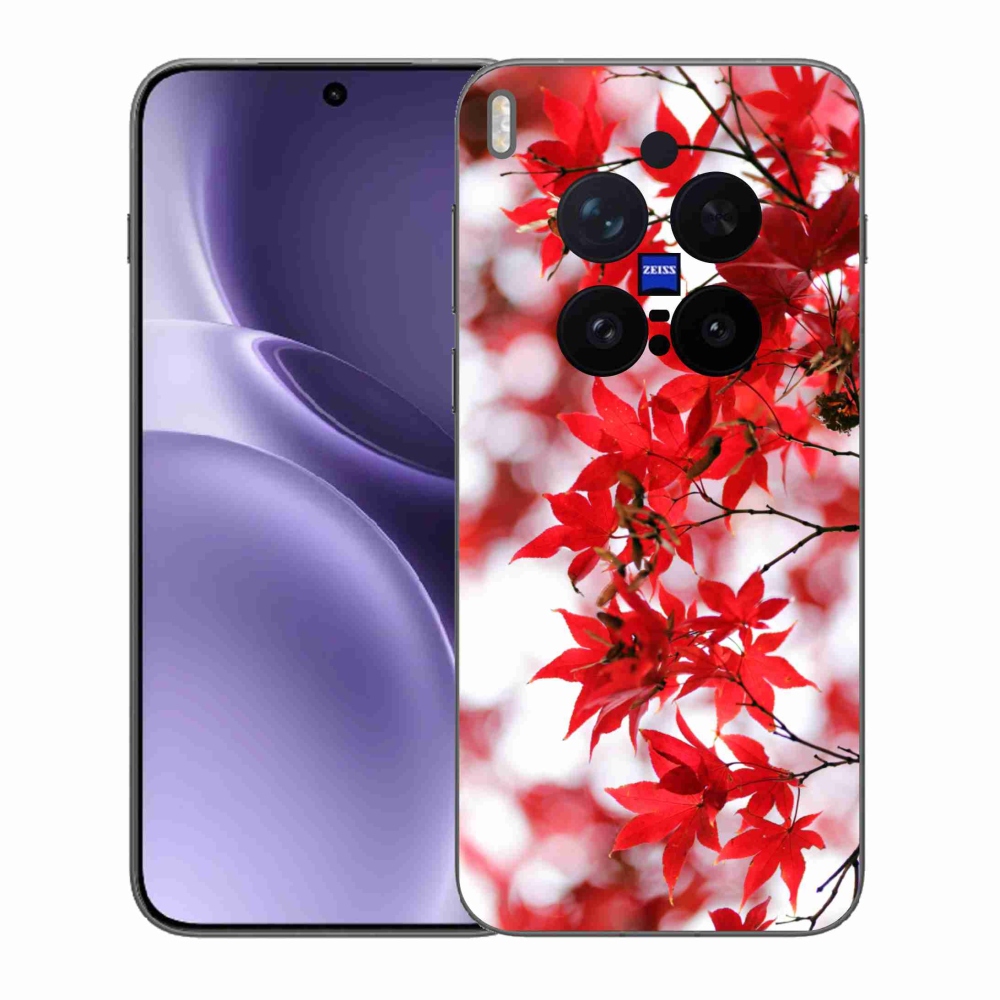 Zselés borítás mmCase a Vivo X300 Pro-hoz - piros levelek