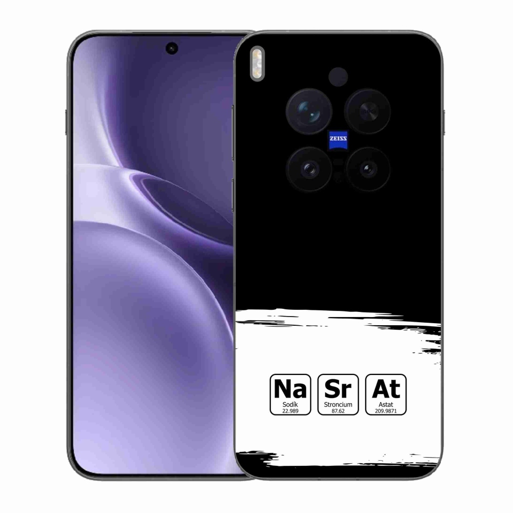 Gél borítás mmCase a Vivo X300 Pro készülékre - kémiai elemek fehér és fekete háttérrel