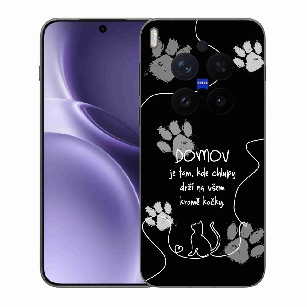 Zselés borító mmCase a Vivo X300 Pro készülékhez - macska motívum fekete háttérrel