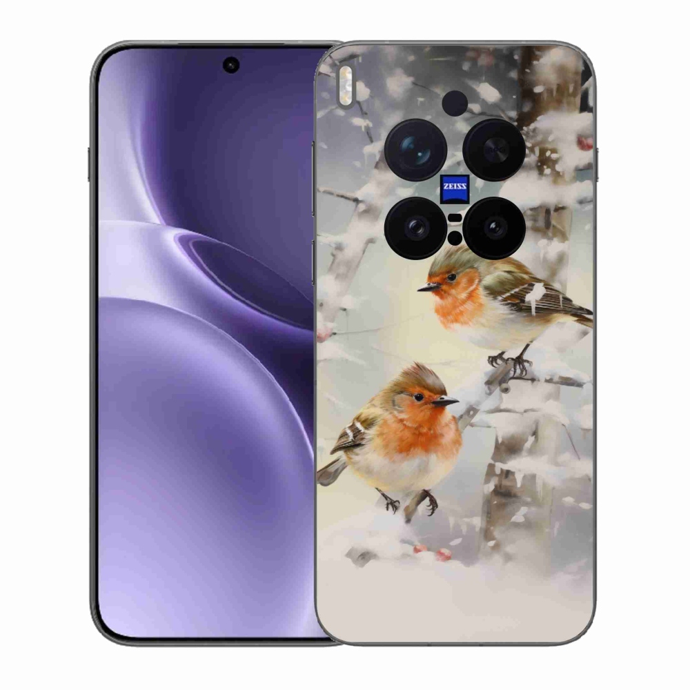 Zselés borítás mmCase a Vivo X300 Pro-hoz - madarak télen