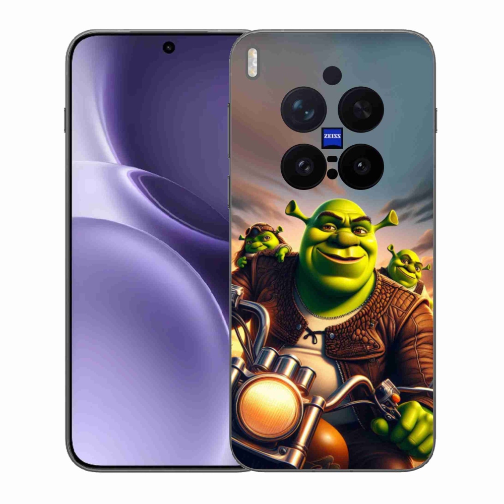 Zselés borítás mmCase a Vivo X300 Pro számára - Shrek egy motorkerékpáron