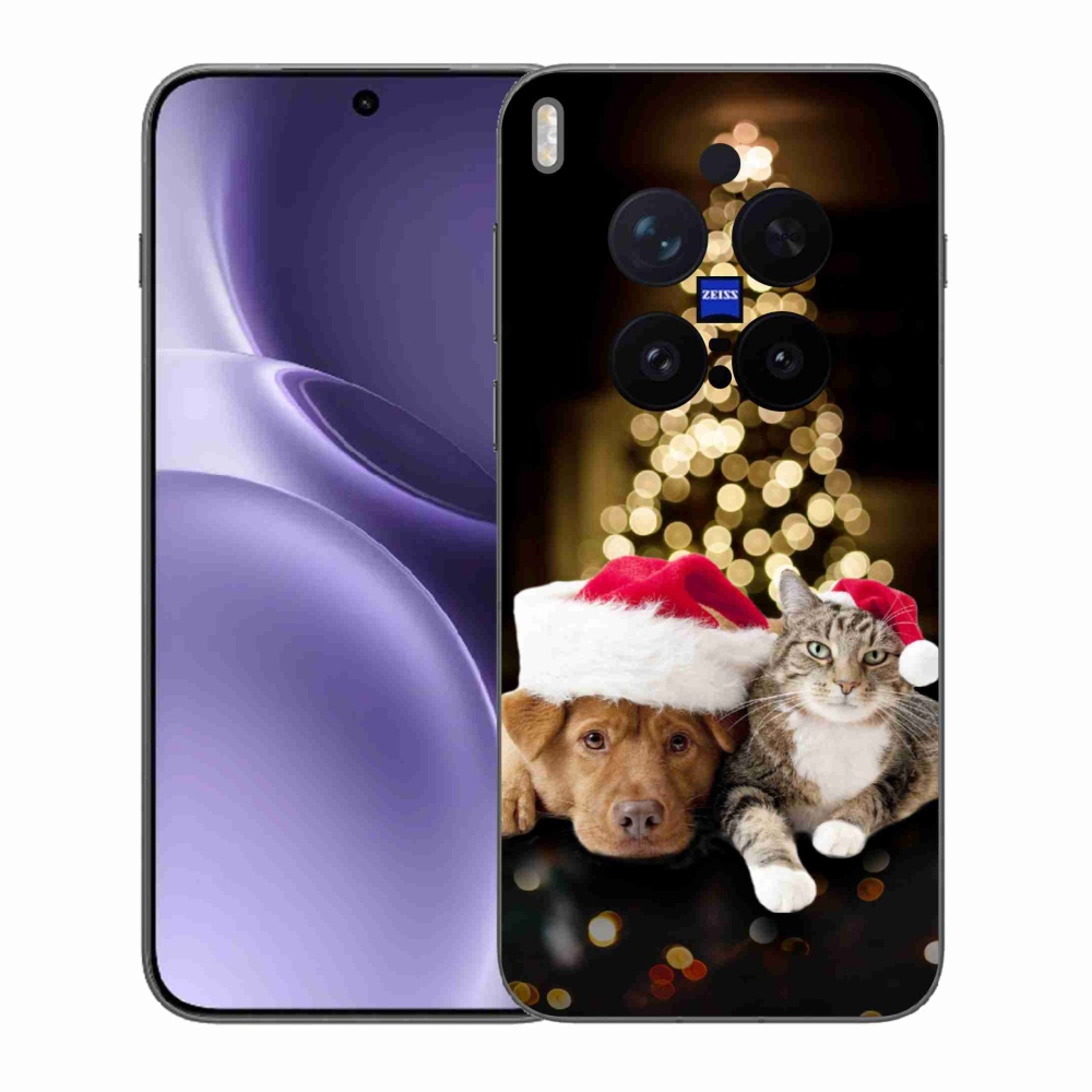 Zselés borítás mmCase a Vivo X300 Pro készülékhez - Karácsonyi kutya és macska
