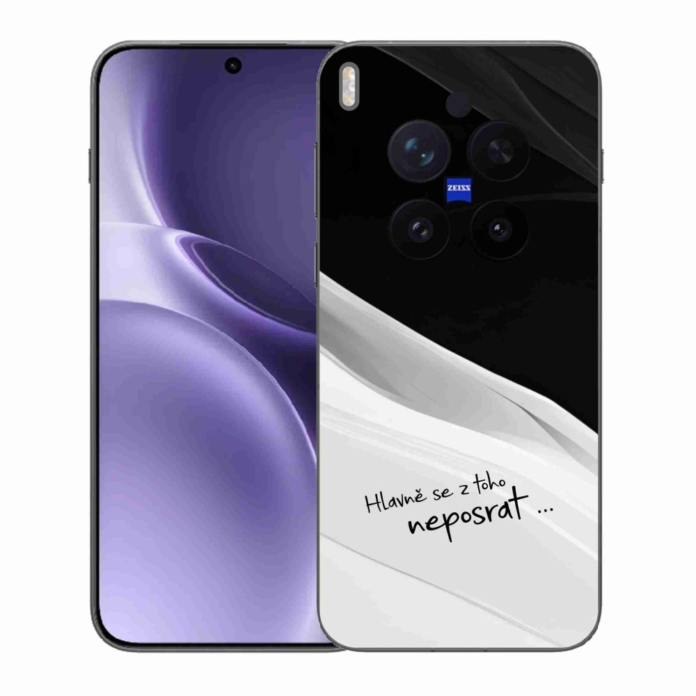 Gél borító mmCase a Vivo X300 Pro készülékhez - vicces szöveg 13 fekete és fehér háttérrel