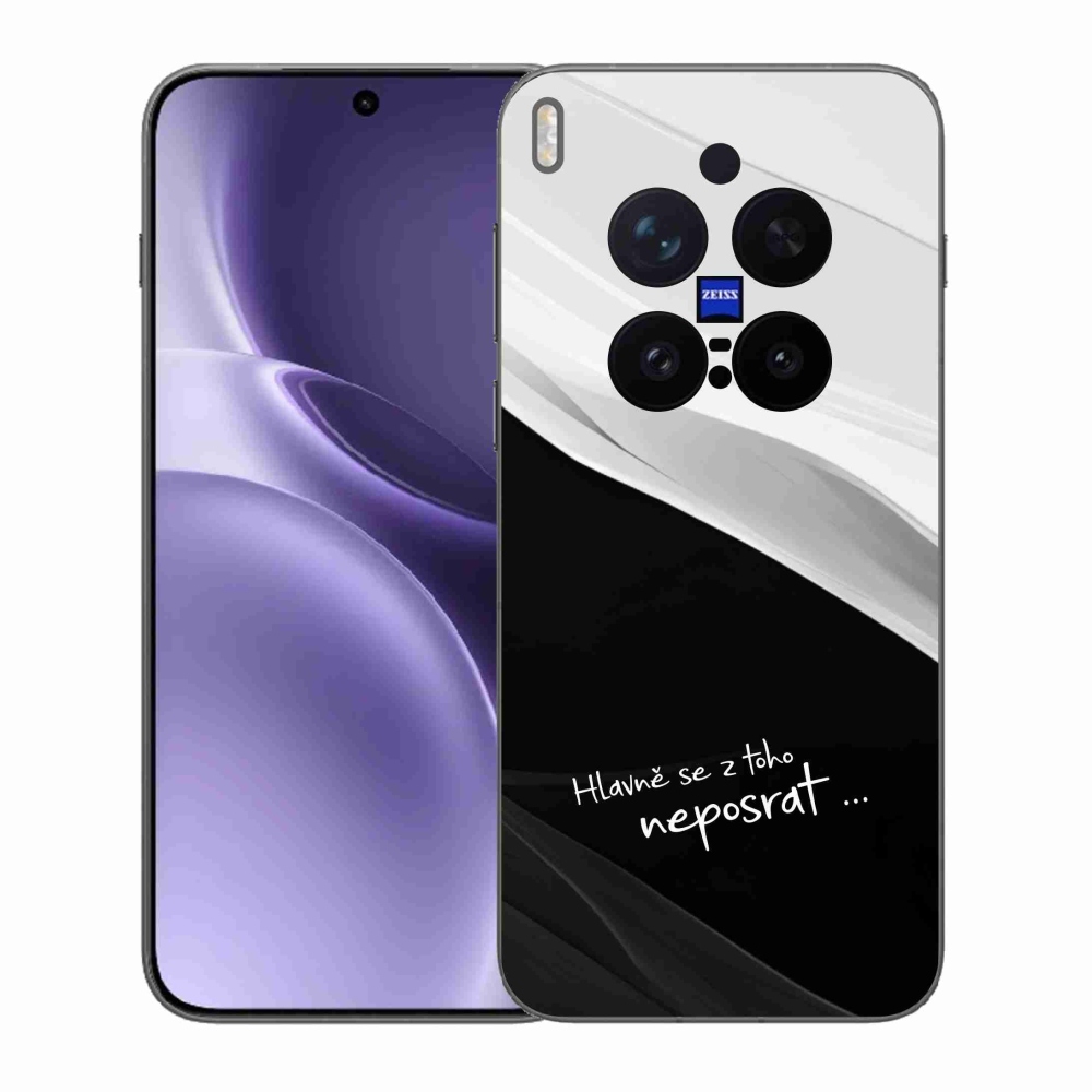 Gél borító mmCase a Vivo X300 Pro készülékhez - vicces szöveg 13 fekete és fehér háttérrel