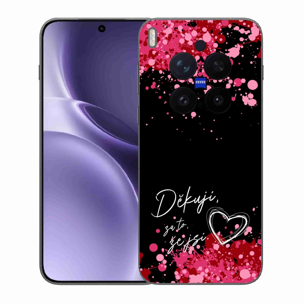 Gél borító mmCase a Vivo X300 Pro készülékre - szerelmes szöveg 2 fekete háttér