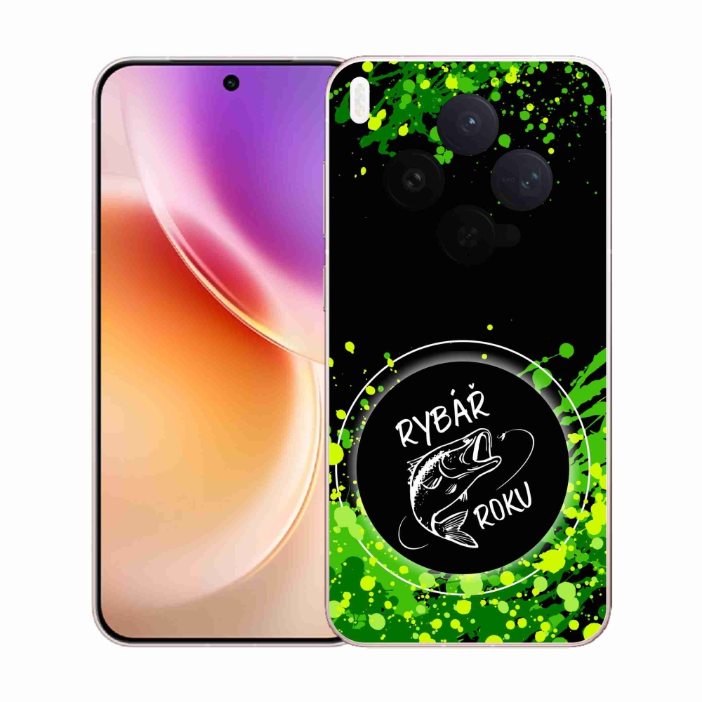 Gél borító mmCase a Vivo X300-on - az év horgásza fekete háttérrel