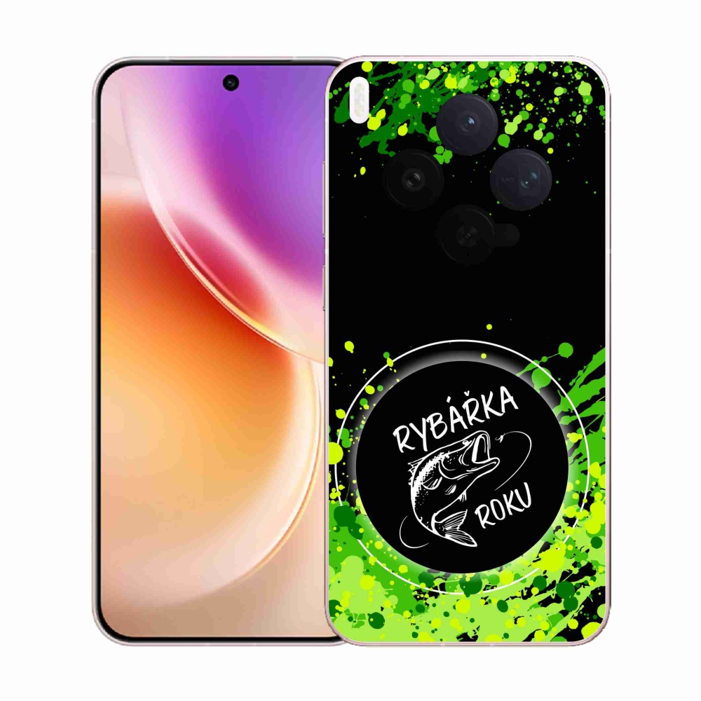 Gél borító mmCase a Vivo X300-on - az év horgásza fekete háttérrel