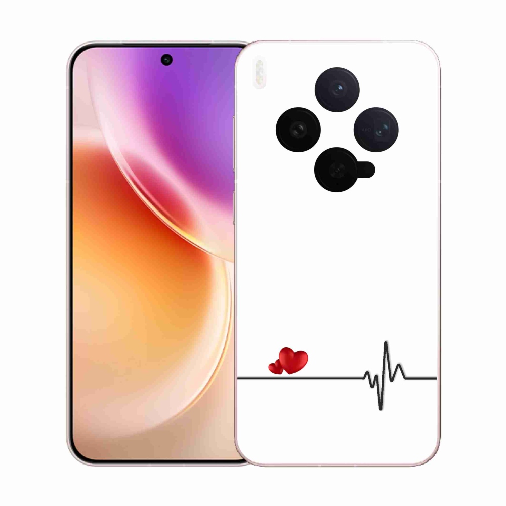 Gél borító mmCase a Vivo X300-on - szív és szívverés fehér háttérrel