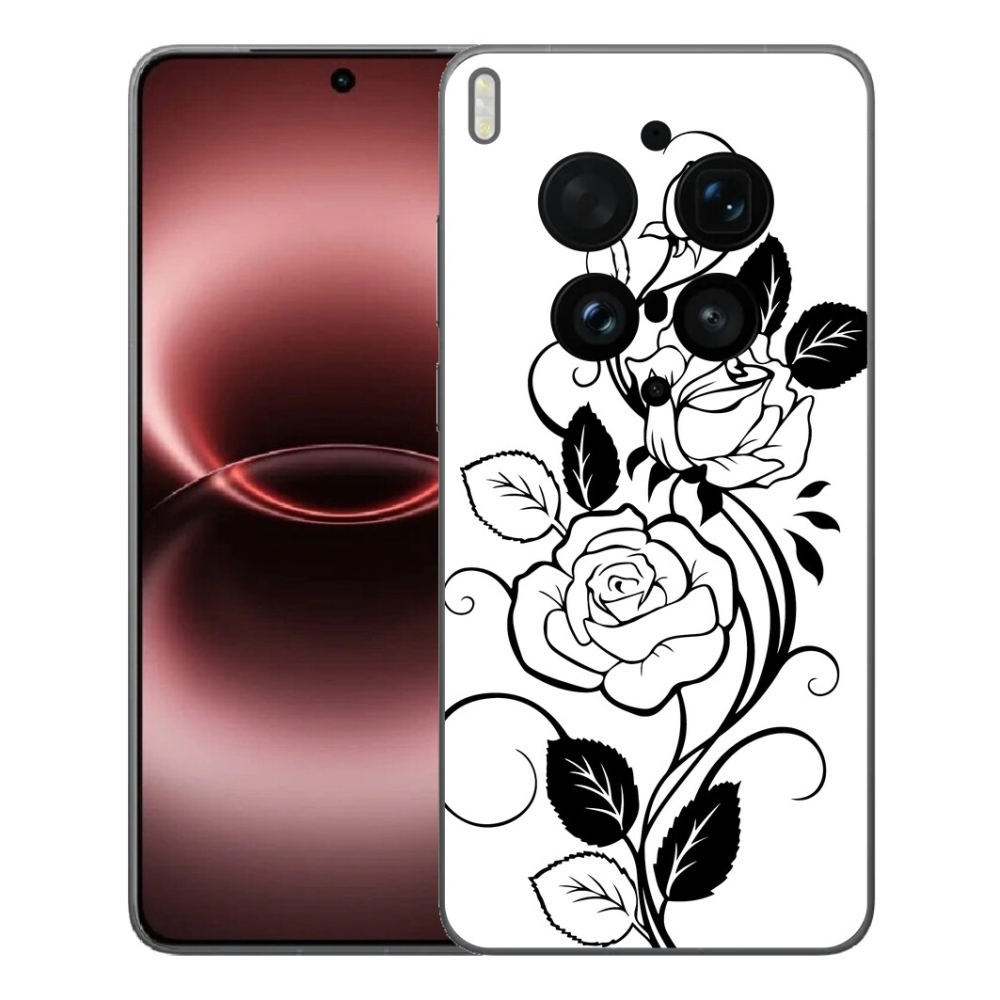 mmCase géltok a Vivo X300 Ultra-hoz – fekete-fehér rózsa