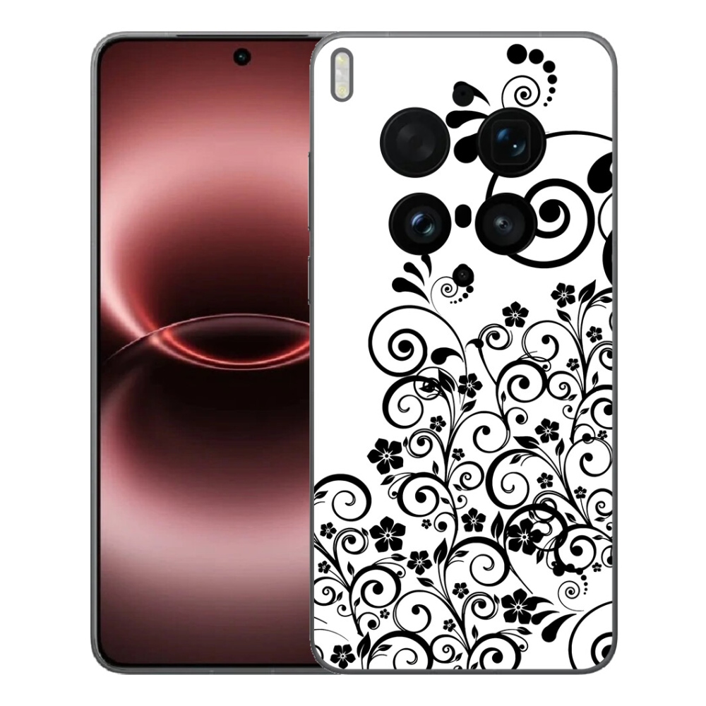 mmCase gél tok a Vivo X300 Ultra-hoz – fekete-fehér virágminták