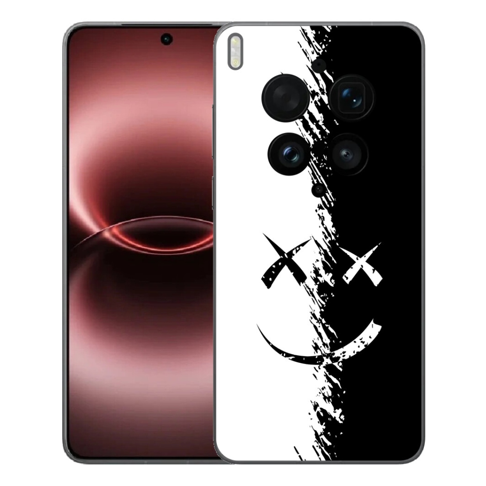 mmCase gél tok a Vivo X300 Ultra-hoz – fekete-fehér mosolygós arc