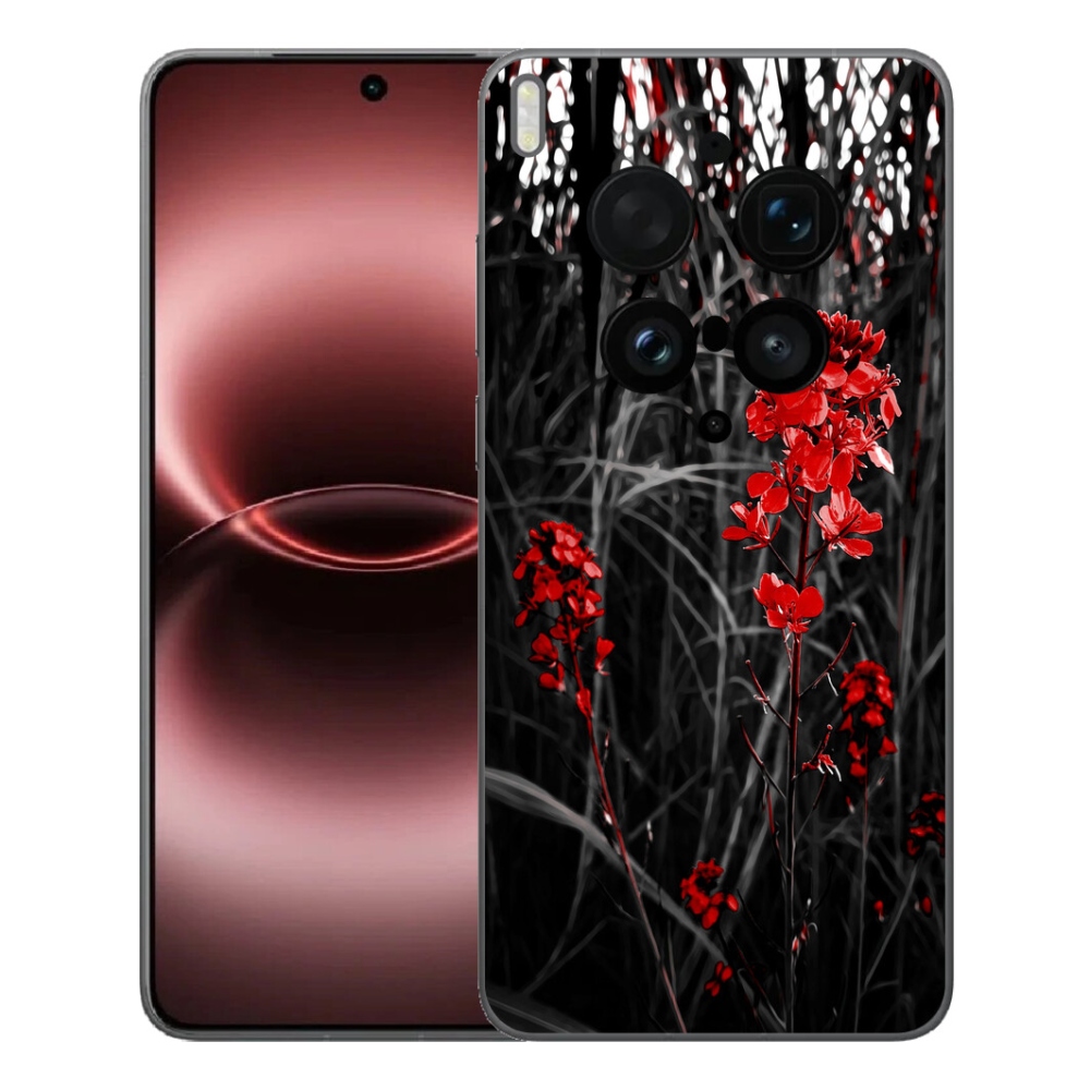 mmCase gélhuzat a Vivo X300 Ultra-hoz – vörös növényminta