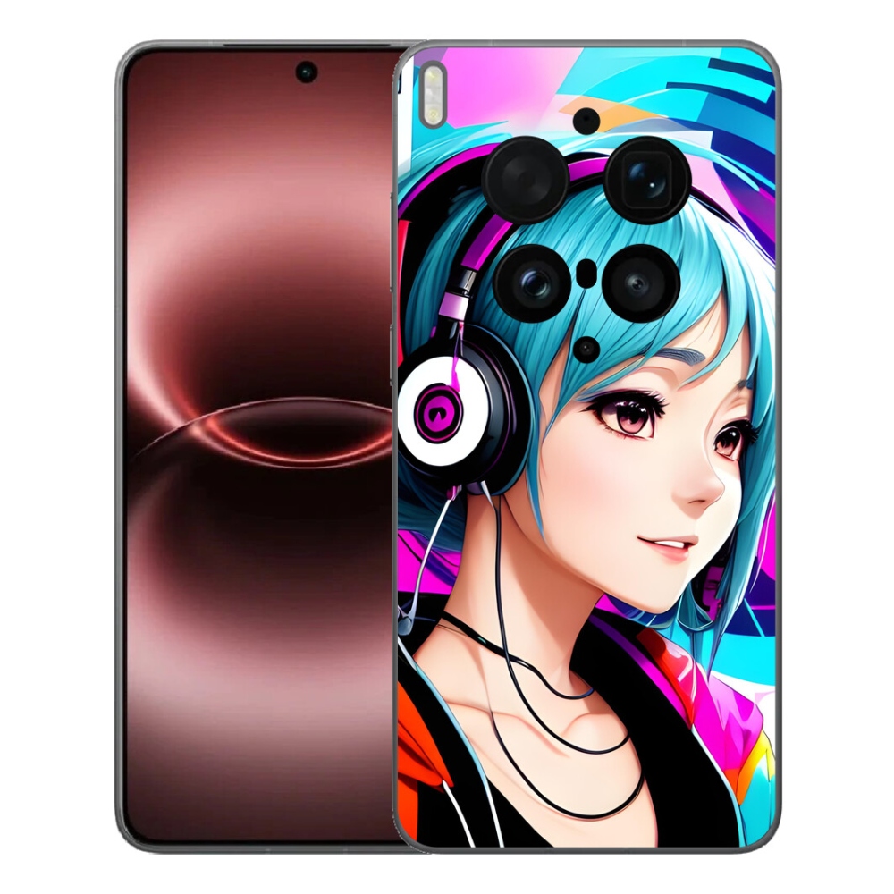 mmCase gél tok a Vivo X300 Ultra-hoz – fejhallgatóval ellátott lány