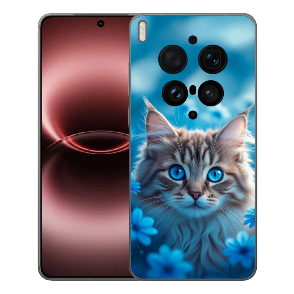 mmCase gél tok a Vivo X300 Ultra-hoz – kiscica kék virágok között