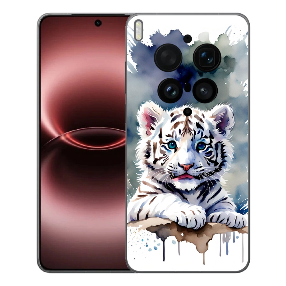 mmCase gélhuzat a Vivo X300 Ultra-hoz – fehér tigris kölyök