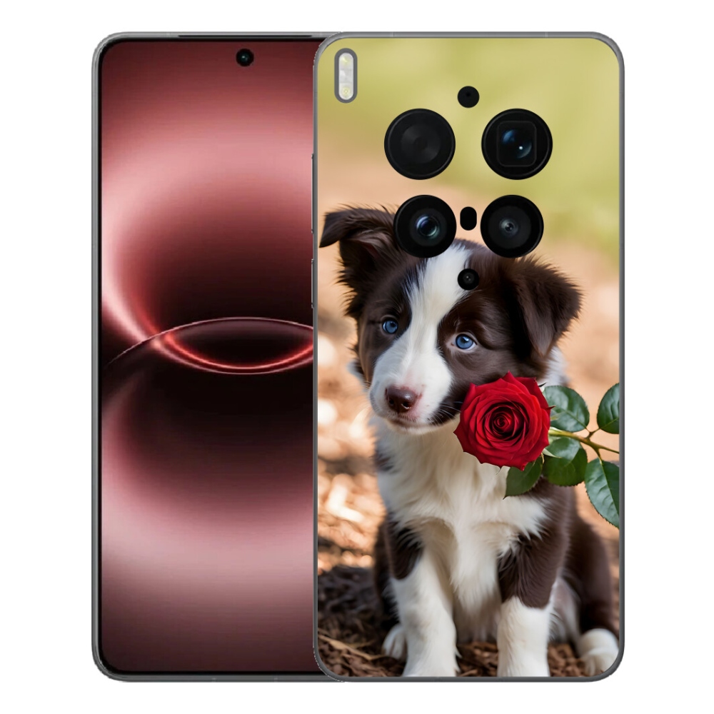 mmCase gél tok a Vivo X300 Ultra-hoz – aranyos border collie rózsával
