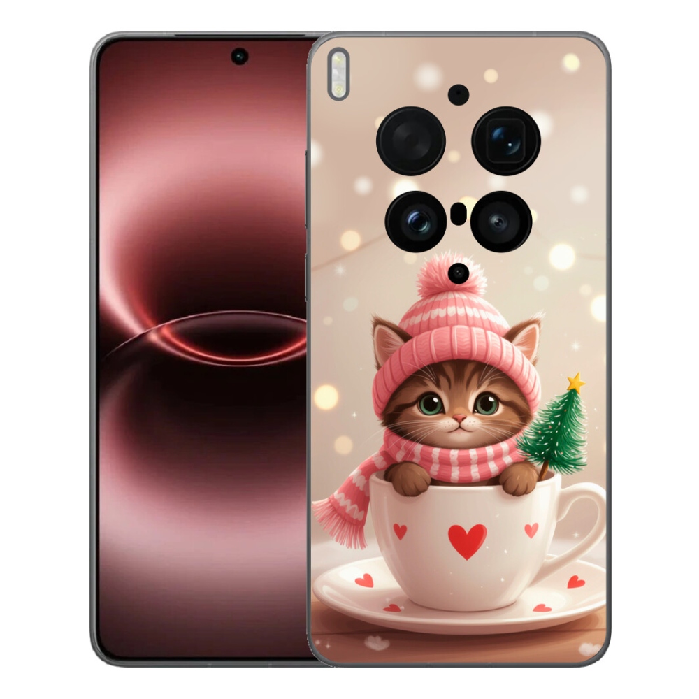 mmCase gél tok a Vivo X300 Ultra-hoz – karácsonyi cica egy csészében