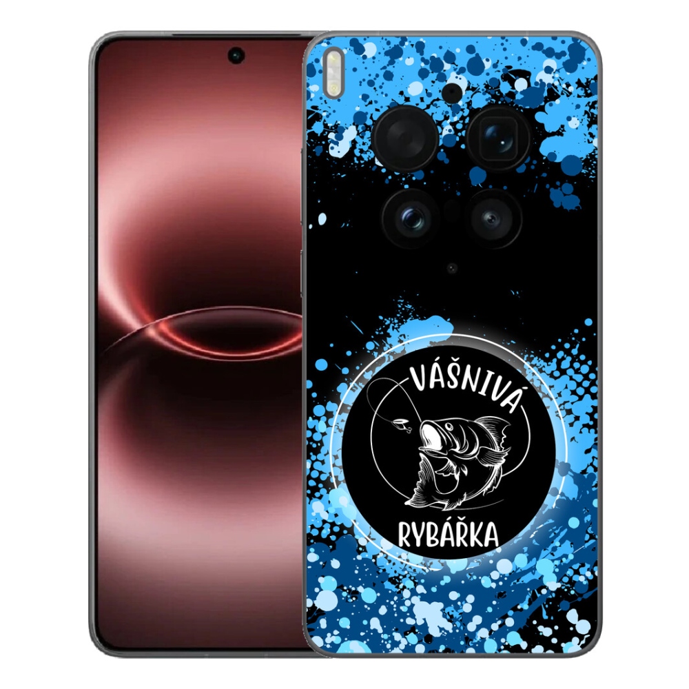 mmCase géltok a Vivo X300 Ultra-hoz – szenvedélyes horgásznő, fekete háttérrel