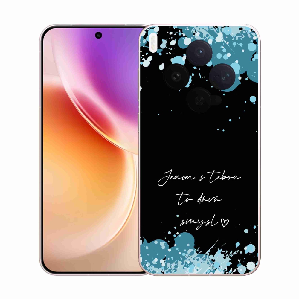 Gél borító mmCase a Vivo X300-on - szerelem szöveg fekete háttérrel