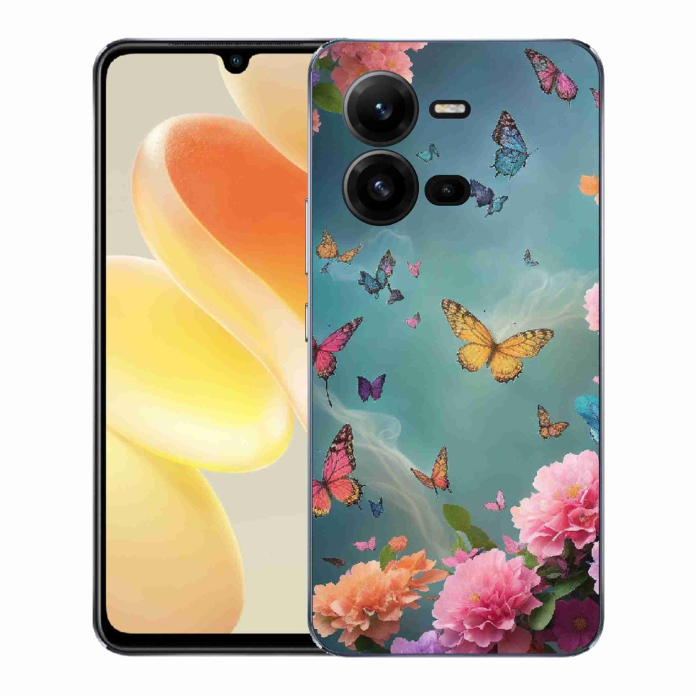 Gél borító mmCase a Vivo X80 Lite készülékhez - színes virágok és pillangók