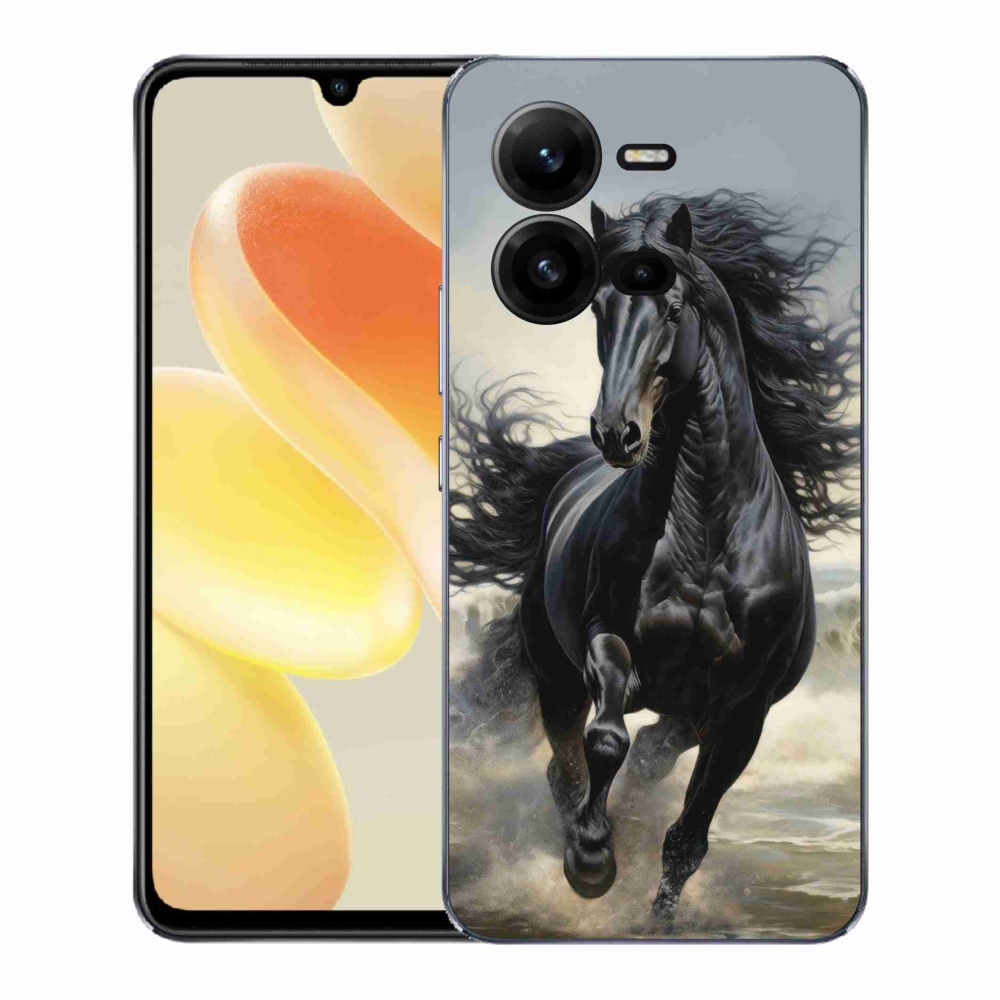 Gél borítás mmCase a Vivo X80 Lite-on - futó fekete ló