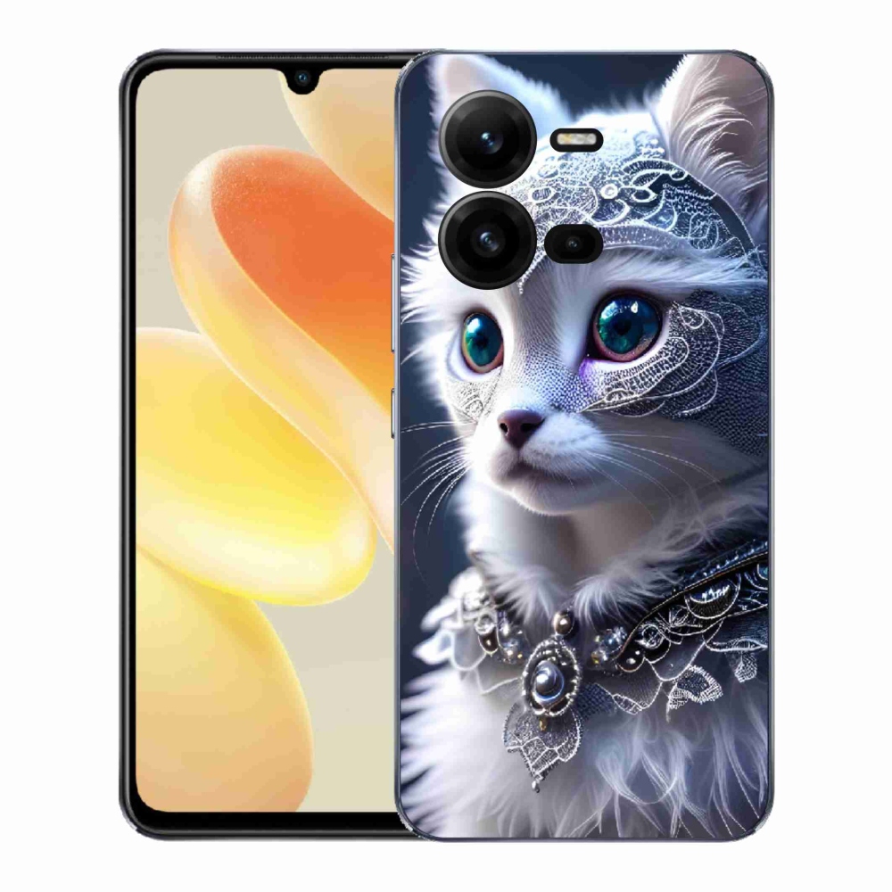 Zselés borítás mmCase a Vivo X80 Lite készülékhez - fehér macska