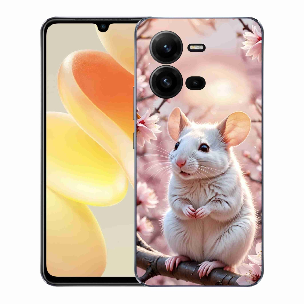 Zselés borítás mmCase a Vivo X80 Lite-hoz - fehér egér az ágon