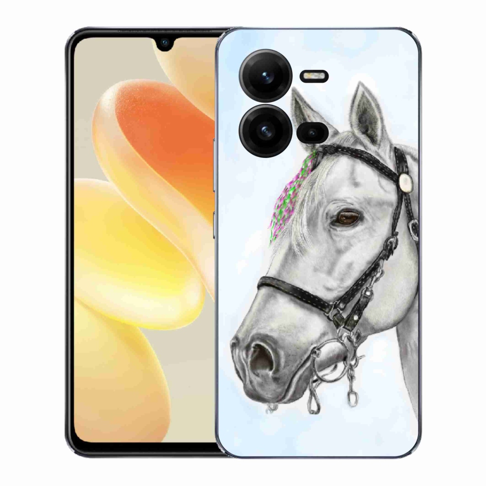 Zselés borítás mmCase a Vivo X80 Lite-hoz - fehér ló 1