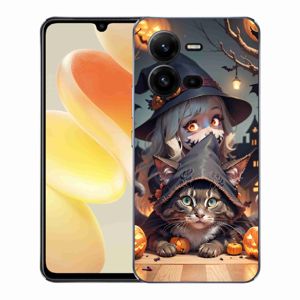 Gél borítás mmCase a Vivo X80 Lite-on - boszorkány macskával
