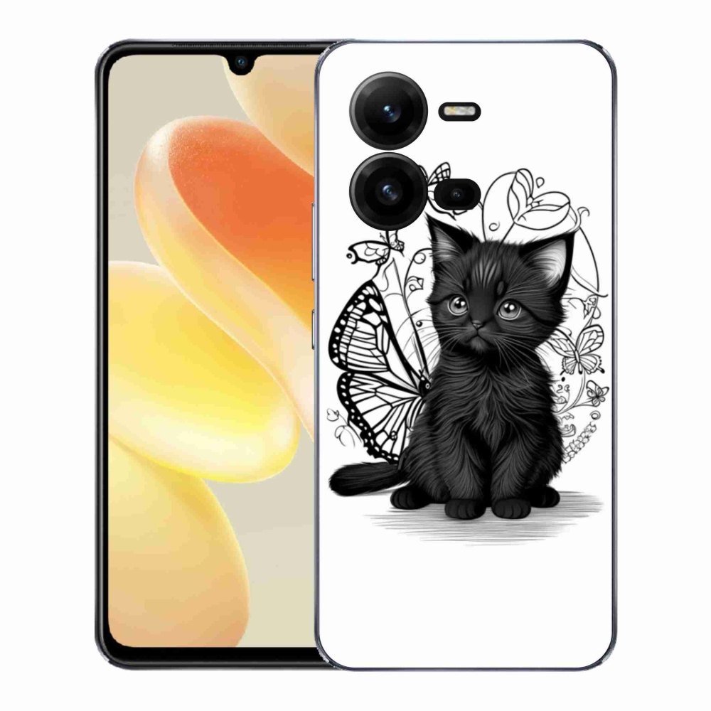 Gél borítás mmCase a Vivo X80 Lite készülékhez - fekete cica