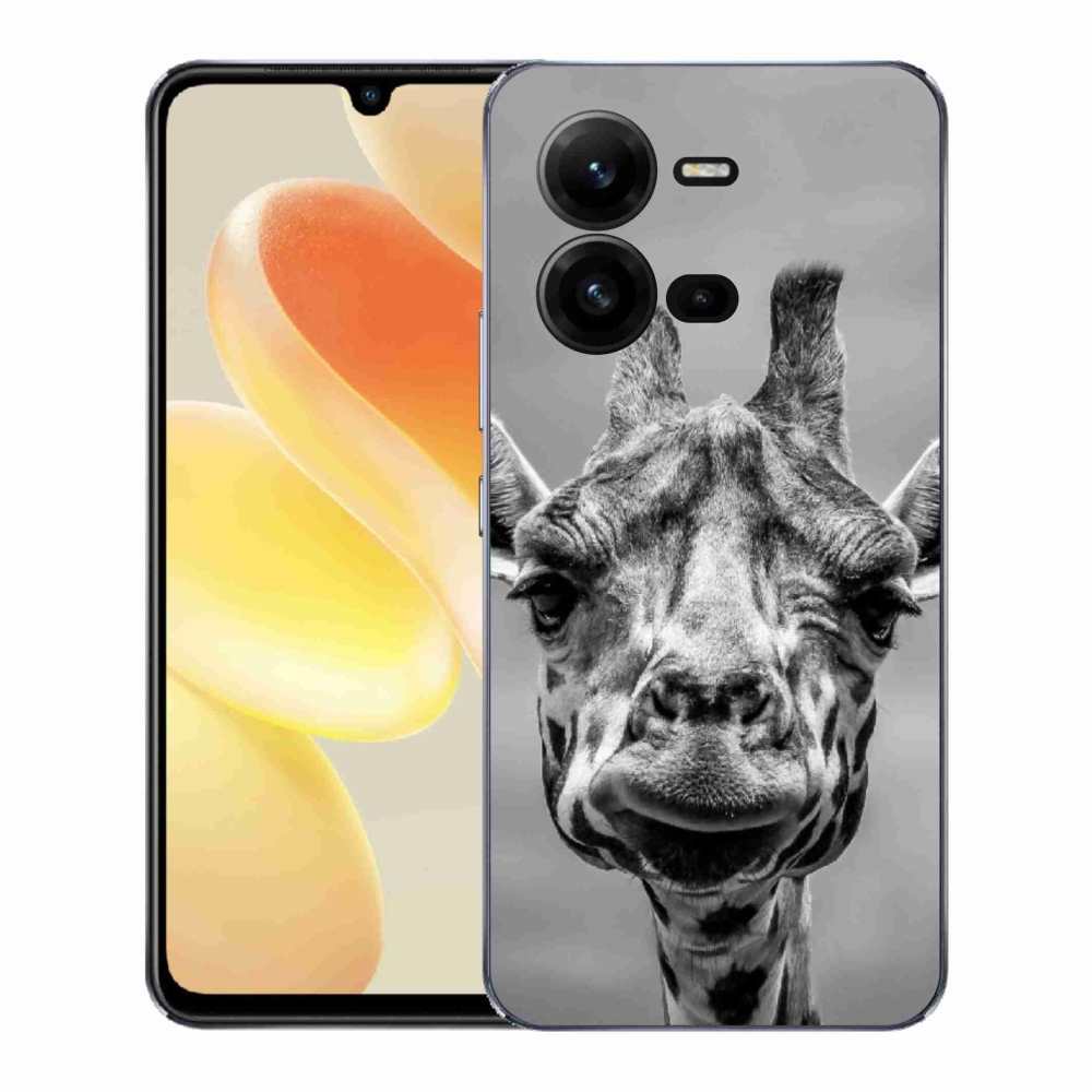 Gél borítás mmCase a Vivo X80 Lite-on - fekete-fehér zsiráf